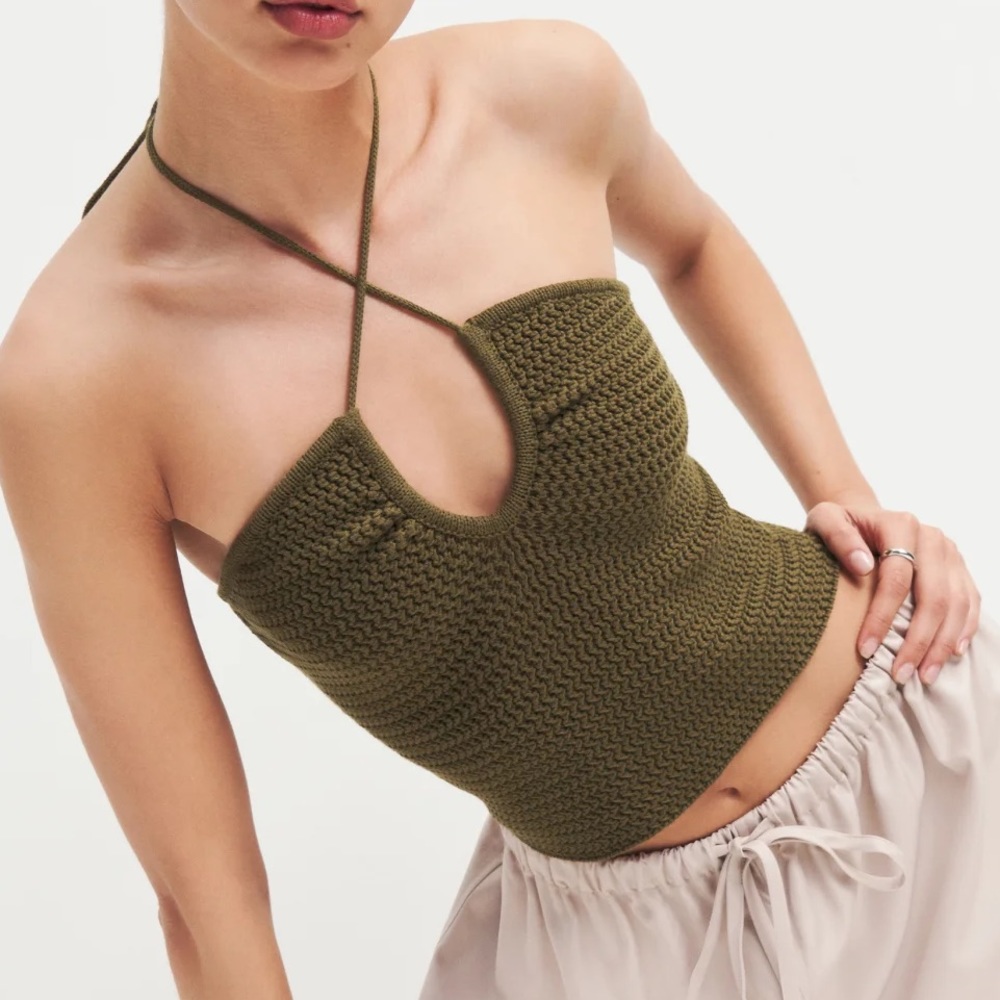 Suzanne Cotton Sweater Tank in Olive Oil Size Small